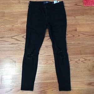 Black distressed jeans with holes